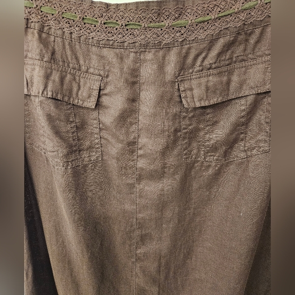 NWT - Linen E•COL•O•GIE Brown Midi Skirt - Size 14 - Picture 9 of 10